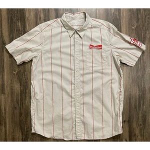 Budweiser XL Button Front Shirt Stripe Patch